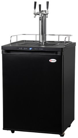 Kegco HBK309B-3 Three Faucet Homebrew Kegerator - Matte Black Cabinet and Door