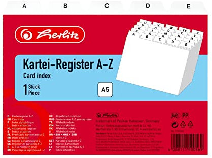 Herlitz 1500560 Karteiregister PP A5 weiß (1, DIN A5)