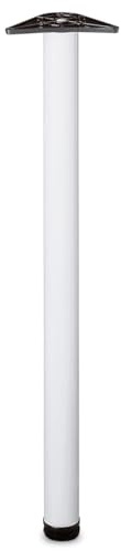 Amig - Gamba Regolabile per Tavolo in Acciaio Bianco - Altezza Regolabile 10 mm - Gambe per Tavoli da Scrivania, Cucina o Sala da Pranzo - Dimensioni 710x60x1,2 mm - Capacità 15 kg per Gamba
