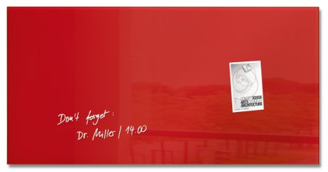 SIGEL GL147 Premium Glas-Whiteboard 91x46 cm rot hochglänzend, SGS geprüft, einfache Montage, Glas-Magnettafel Artverum