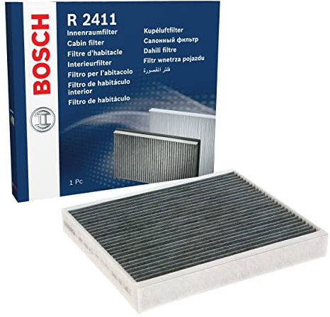 Bosch R2411 Aktivkohle Innenraumfilter - filtert Gerüche, Pollen und Staub - Ersatzfilter für bessere Luftqualität im Fahrzeuginnenraum