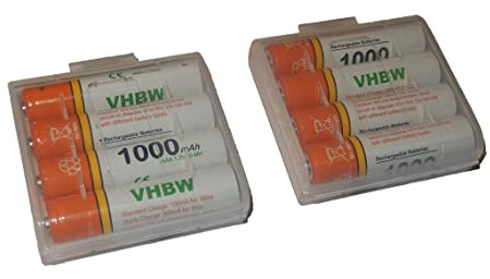 vhbw 8 x AAA, Micro, R3, HR03 Akku 1000mAh kompatibel mit Siemens Gigaset AS285, C300, C590, C595, C610, C610A, C610H, C610 IP, CX610 ISDN