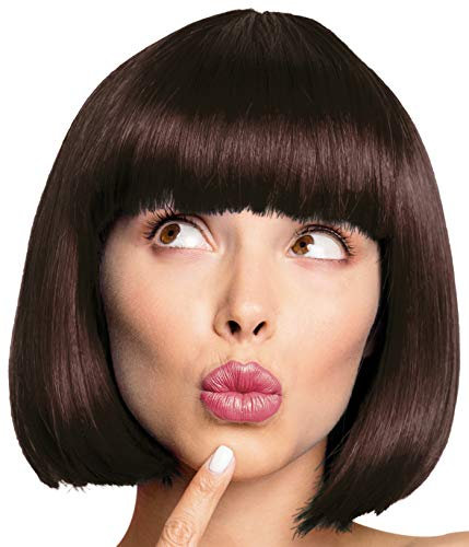 Balinco – Bob Perücke für Damen & Herren Braun – Kurzhaarperücke Pagenkopf, Cabaret & Charleston für Karneval, Fasching & Motto Party – Einheitsgröße Unisex aus Polyester - Inkl. Haarnetz