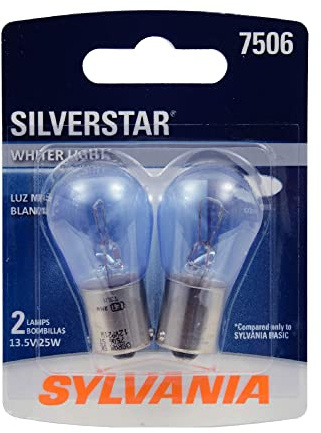 SYLVANIA - 7506 SilverStar Mini Bulb - Brighter and Whiter Light, Ideal for Daytime Running Lights (DRL) and Back-Up/Reverse Lights (Contains 2 Bulbs)
