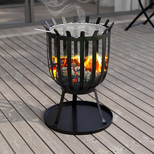 Home Discount Feuerschale aus Stahl Outdoor Garden Terrassenstrahler Fire Burning Brenner Warenkorb BBQ Grill, Sqaure oder rund, Quadrat, Schwarz