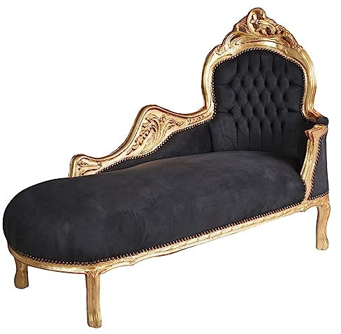 Baroque Canapé Chaise Longue Or Noir Ancien récamière Palazzo en exclusivité