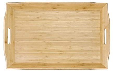 Olympia Bamboo Butler Tray 58.4 cm, Brown, Size: 584(W) x 381(D) mm / 23 x 15 inch, Easy to Carry Handles, Moisture Resistant, Breakfast Tray with Handles, GF204
