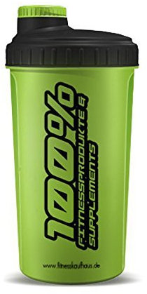 100% Fitness Coctelera con colador, Batidos de Proteínas, 700 ml verde, negro, Stylish Fitness Kaufhaus