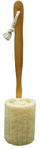 Natural Exfoliating Loofah Luffa Loofa Back Sponge Scrubber Brush with Long Wooden Handle Stick Holder Body Shower Bath Spa Pack of 1