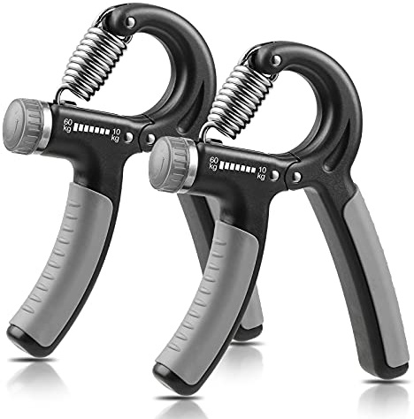NIYIKOW 2 Pack Grip Strength Trainer, Hand Grip Strengthener, Adjustable Resistance 22-132Lbs (10-60kg), Forearm Strengthener, Perfect for Musicians Athletes - Grey