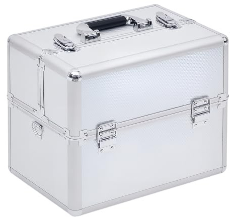 Outsunny - Valigetta Makeup valigetta per cosmetici professionale Beauty Case portagioielli/trucchi nero/argento (Argento)
