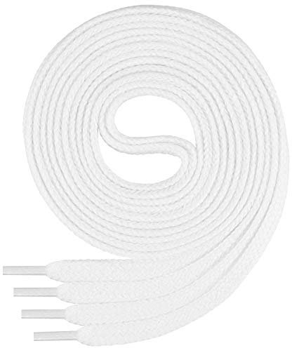 Di Ficchiano platta snören i 100 % bomull för sneakers och sportskor – mycket slitstarka – ca. 7 mm bred-vit-140