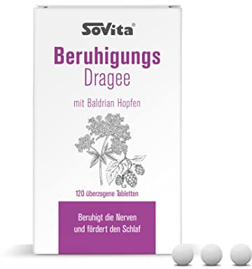 sovita Beruhigungs Dragee mit Baldrian & Hopfen | Natürliche Hilfe bei Unruhe & nervös bedingten Einschlafstörungen | Einschlafhilfe für Erwachsene & Jugendliche ab 12 Jahren | 120 Dragees