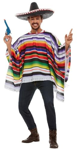 Poncho messicano multicolore con frange costume adulto