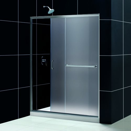 DreamLine Infinity-Z 56-60 inch W x 72 inch H Semi-Frameless Sliding Shower Door in Brushed Nickel and Frosted Glass