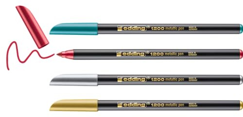 edding 4-1200-4-1999 fiberpenna 1200 Color Pen, 0,5-1 mm, sorterad, 4 blisterkort, metallic (4 st sorterade)