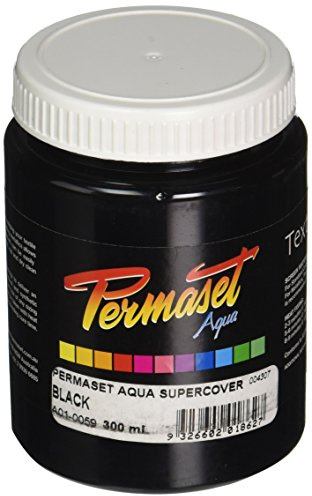 Permaset Aqua Standard 300ml Black Screen Printing Ink for Fabric, Ideal Screen Printing Kit for Home Office, Starter, Fabric Paint, Screen Printer and Other Fabric Ink