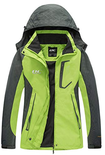 Diamond Candy Women's Waterproof Rain Jacket with Hood Lightweight Outdoors Raincoat Green M