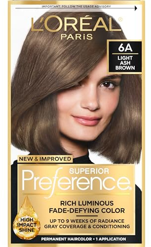 L'Oréal Paris Superior Preference Permanent Hair Color, 6A Light Ash Brown