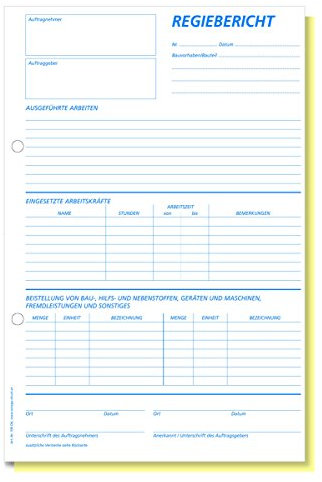 Omega Druck Regiebericht 708 OK, selbstdurchschreibend, A4 hoch, 2 x 50 Blatt, weiß/gelb