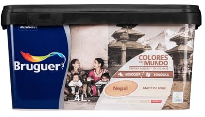 Bruguer Colores del Mundo Pintura para paredes monocapa Nepal Matiz de Beige 4 L