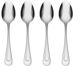 Oneida Silverware Set, Satin Sand Dune Everyday Flatware 4-Piece Teaspoons Set, Service For 4, 18/0 Stainless Steel, Dishwasher Safe, Satin Finish, Home & Kitchen Utensils, Teaspoon (Silver, 4 Piece)