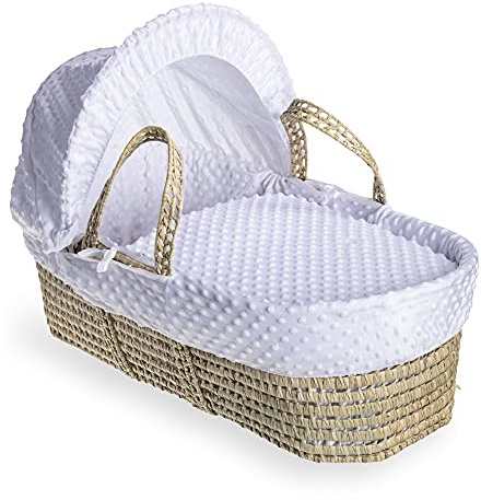 Clair de Lune Dimple Palm Moses Basket 75 x 28 cm (White)