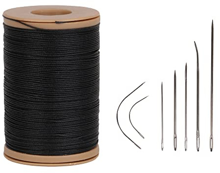 BQLZR Waxed Thread Leather Craft Thread Sewing Waxed Cord for Hand Stitching Black 0.55mm Dia Leather Craft Hand Work Sewing DIY Round Waxed Wax String Linen Stitching Thread Cord