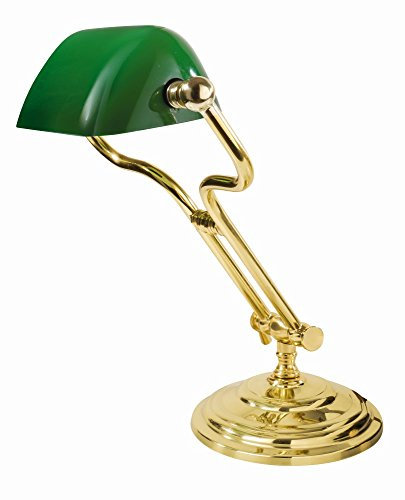 Tischlampe Jugendstil Grün Glas Echt-Messing Gold 24 Karat Handarbeit E27 Design Leuchte Schreibtisch Beistelltisch