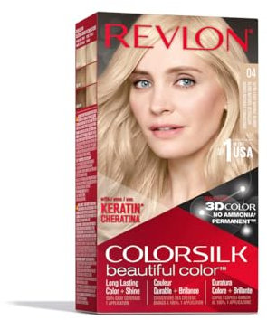 REVLON Colorsilk Permanente Haarfarbe zum Selbermachen, ohne Ammoniak, angereichert mit Keratin, 04 - sehr helles Naturblond, 130 ml