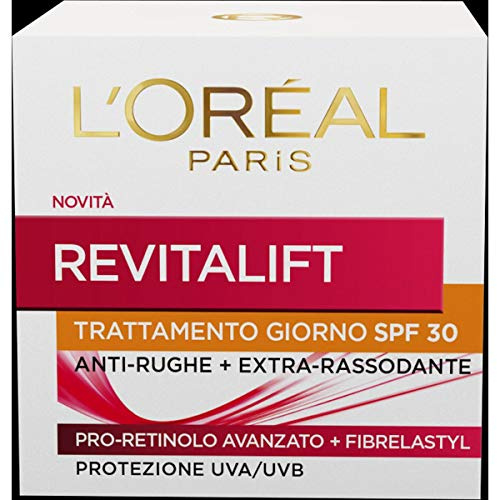 L'Oréal Paris Crema Viso Giorno Revitalift, Azione Antirughe con Pro-Retinolo Avanzato, Protezione Solare SPF 30, 50 ml