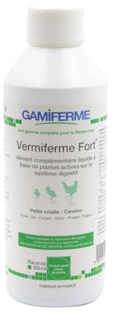 VERMIFERME FORT 300 ml BIO évite l'implantation des vers pour canard, gibier, pintade, pigeon, poule, oies...
