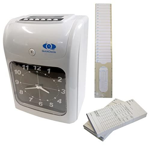 Stempeluhr Starter Paket Inklusive Karten und Kartenständer Deutsche Anleitung Weiß