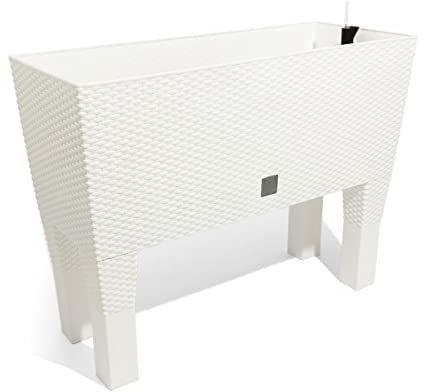 Jardinera Rato 72 litros con riego en color blanco 80 x 33 x 65 cm con patas