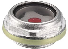 sourcing map Aceite Líquido Nivel Medidor Visor Vidrio 27mm Macho Roscado Metal Aire Compresor Accesorios con Junta Tórica