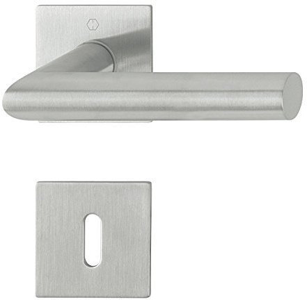 HOPPE Drückergarnitur AMSTERDAM - auf Rosette Buntbart, für Türstärke 35-45mm, Edelstahl