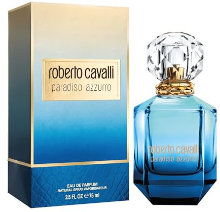Roberto Cavalli Paradiso Azzurro, Eau de Parfum da Donna, Fragranza acquatica fresca, 75 ml