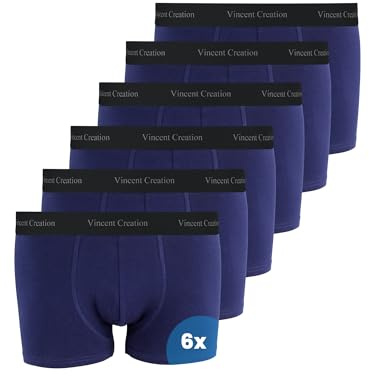Vincent Creation Lot de 6 boxers, boxers, caleçons, shorts rétro pour homme, Marine Lot de 6, XXL