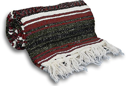 YogaAccessories Traditional Mexican Yoga Blanket (Burgundy)
