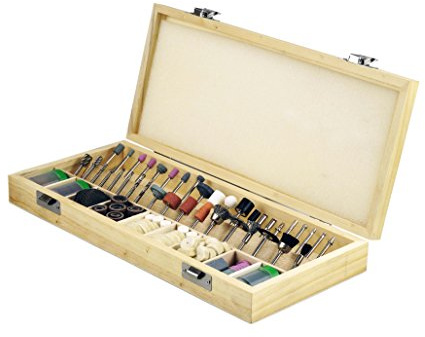 SE 228-Piece Rotary Tool Accessories Kit with 1/8 Shank - Comprehensive Set for Polishing, Drilling, Engraving - Includes Sanding Bands, Grinding Stones, Woolen Wheels, and Wooden Case - RA9228