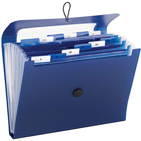 Smead Step Index Poly Organizer, 12 Pockets, Flap and Cord Closure, Letter Size, Navy Blue (70902)