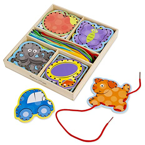 Melissa & Doug Alphabet Wooden Lacing Cards With Double-Sided Panels and Matching Laces
