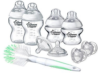 Tommee Tippee Closer to Nature Newborn Baby Bottle Starter Set, Breast-Like Teats with Anti-Colic Valve, Clear