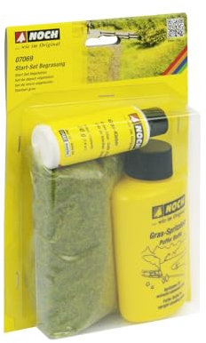 NOCH® Start-Set Begrasung, mit statischem Gras, 40 g Sommerwiese Grasfaser und 50 g Gras-Kleber für die Spurweiten H0, TT, N, Z, perfekt für Modellbau und DIY