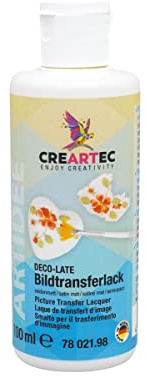 Artidee CREARTEC Bildtransferlack - Ideal zur Übertragung von Bildern durch Herstellung von Bildfolien - seidenmatt - Füllmenge: 100 ml - Made in Germany