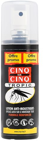 CINQ SUR CINQ Spray Tropic Anti-Moustiques 100 ml – Moustiques Tigres & Culicoïdes – IR3535 35% – Protection Jusqu’à 14h – Dès 24 Mois & Femmes Enceintes
