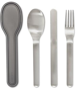 Black+Blum Nesting Cutlery Set | 3 Piece Stainless Steel Compact Travel Cutlery Set (Knife, Fork, and Spoon) Portable Tableware with Snap Shut Case, Silver