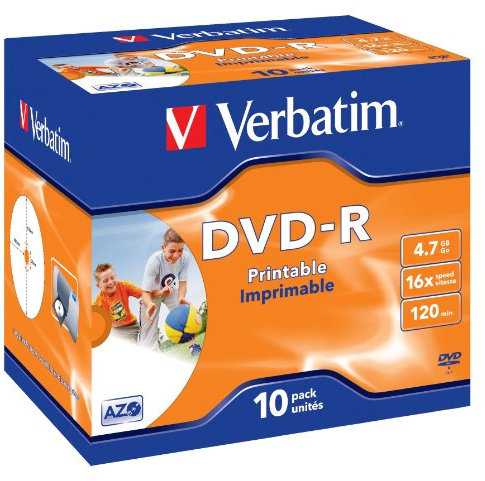 Verbatim 43521/10 4,7 GB DVD-R DVD-Rohling – blanko DVDs (4,7 GB, DVD-R, 120 mm, Cakebox)