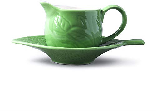 WM Bartleet & Sons - Salsera de porcelana con soporte y platillo