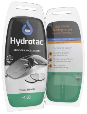 Hydrotac linser för Presbyopia/ytterligare avtagbara linser/linser för solglasögon cykling fiskedragningsmask, klar, +1,50